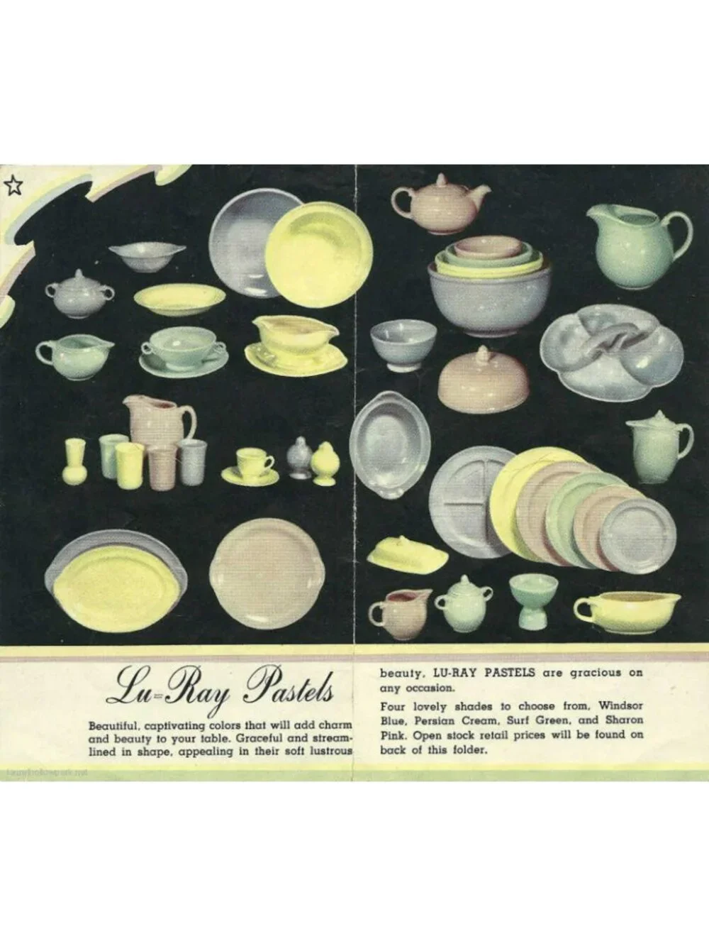 Luray Pastels Surf Green Salt & Pepper Shakers Vintage 1940s Taylor Smith Taylor